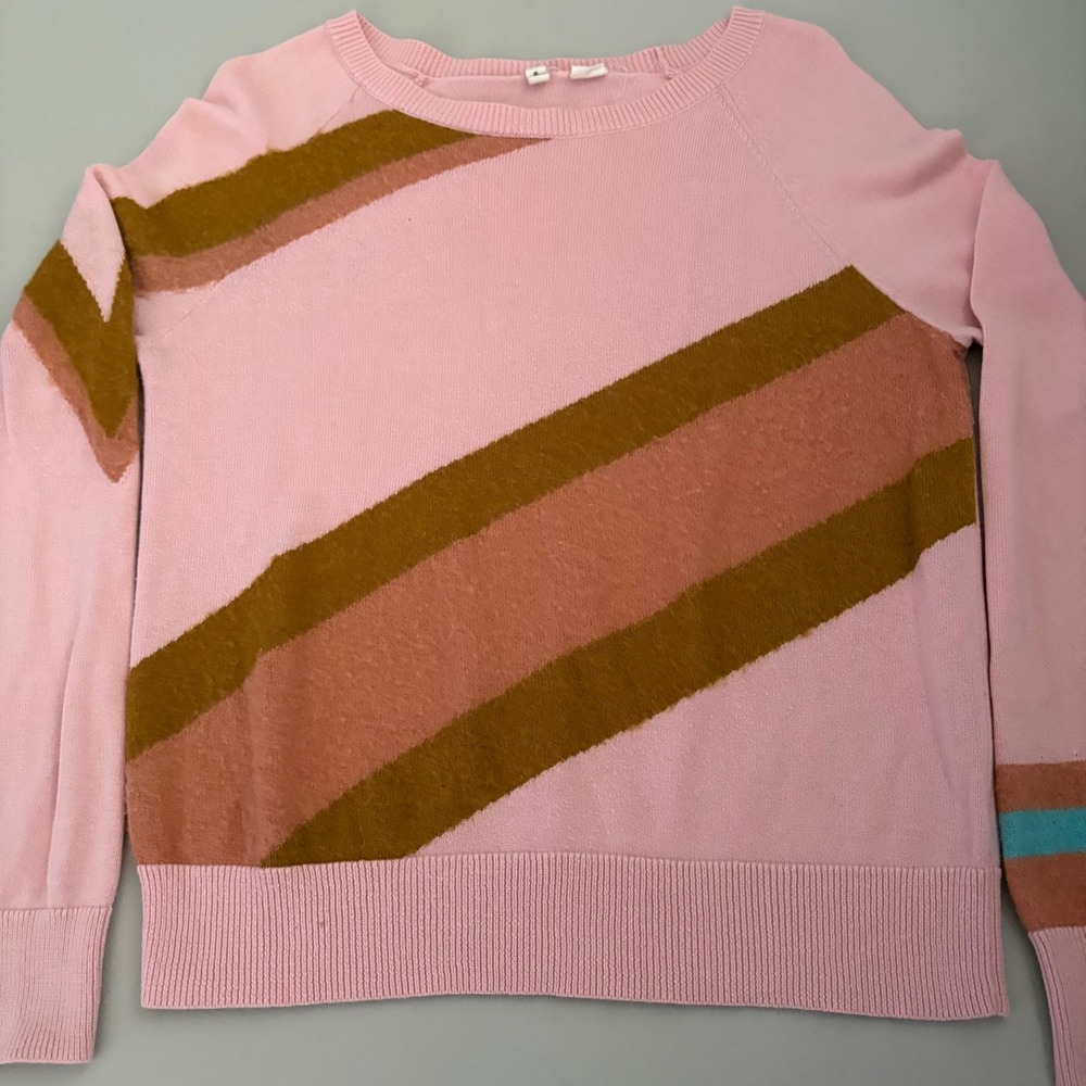 MOTH Pink Diagonal Stripe Raglan Sleeve Sweater XS Cozy Casual‎ Pullover Top